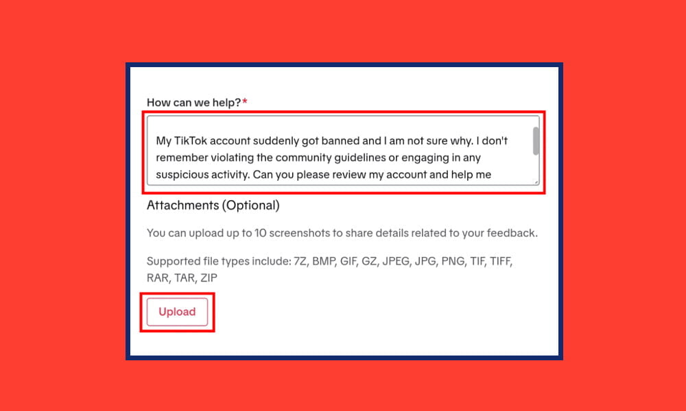fill out the form to appeal on tiktok
