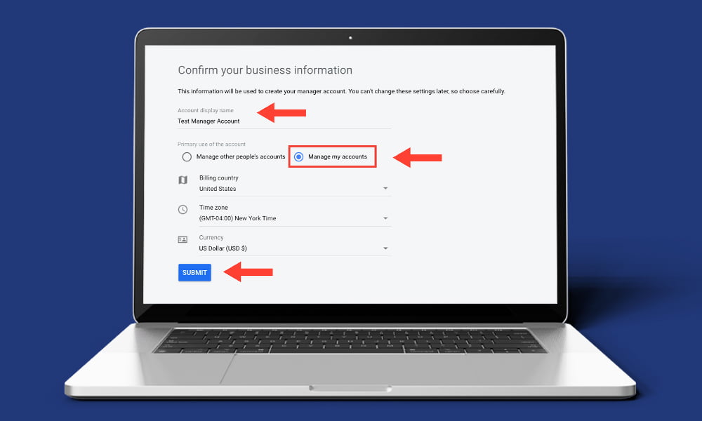 Google will give you two options to create accounts